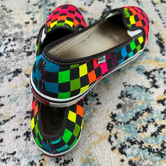 Fun hand painted rainbow slip on vans - Picture 3 of 4